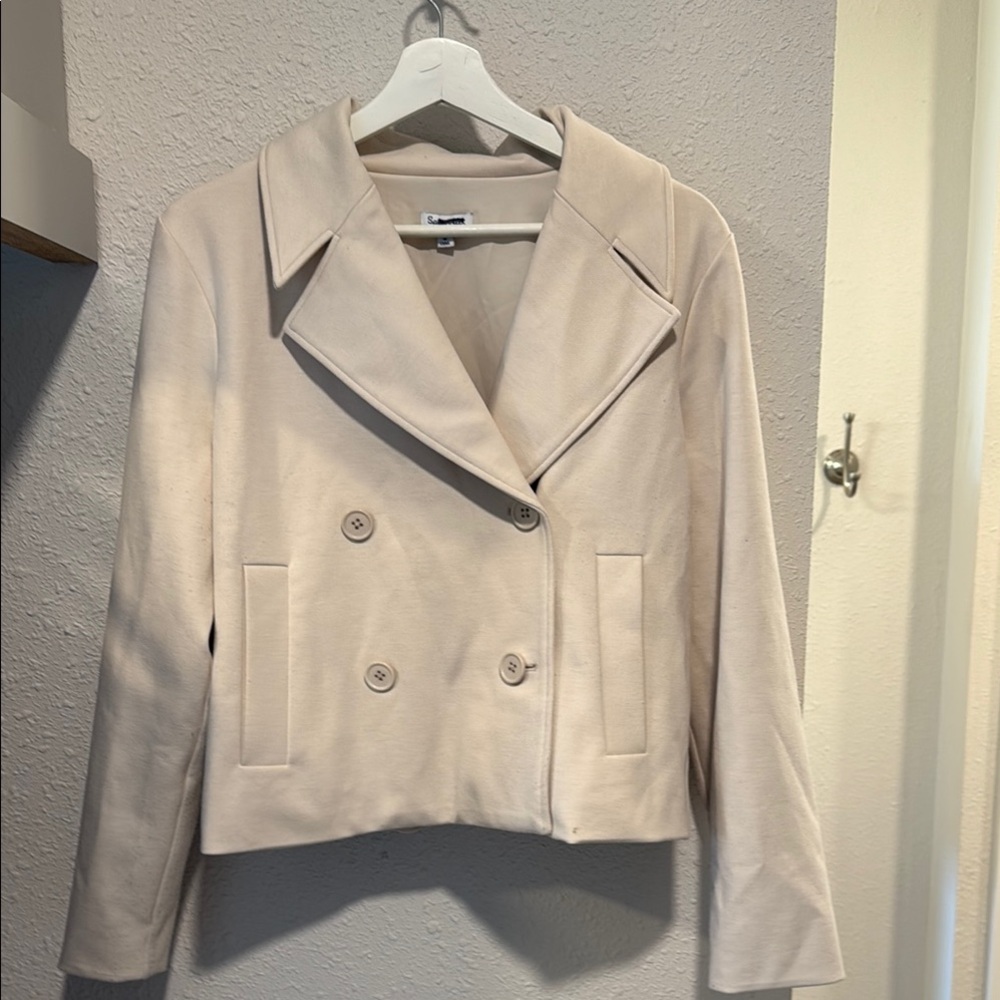 Cream Double-Breasted Women's Jacket